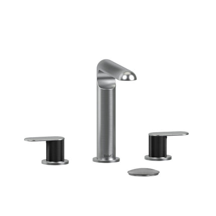 Riobel Ciclo Collection 8" Lavatory Widespread Bathroom Faucet With With Knurled Lever Handles - Brushed Chrome/Black Riobel