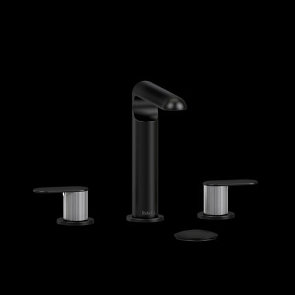 Riobel Ciclo Collection 8" Lavatory Widespread Bathroom Faucet With Lined Lever Handles - Black/Brushed Chrome Riobel