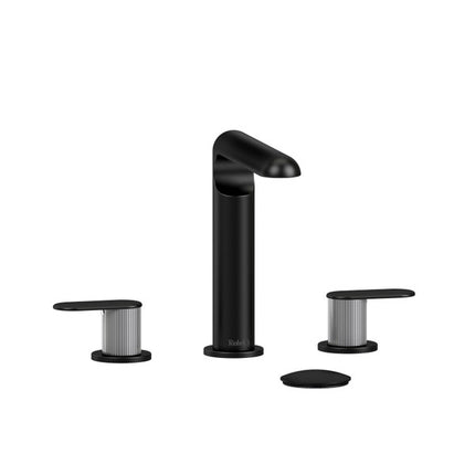 Riobel Ciclo Collection 8" Lavatory Widespread Bathroom Faucet With Lined Lever Handles - Black/Brushed Chrome Riobel