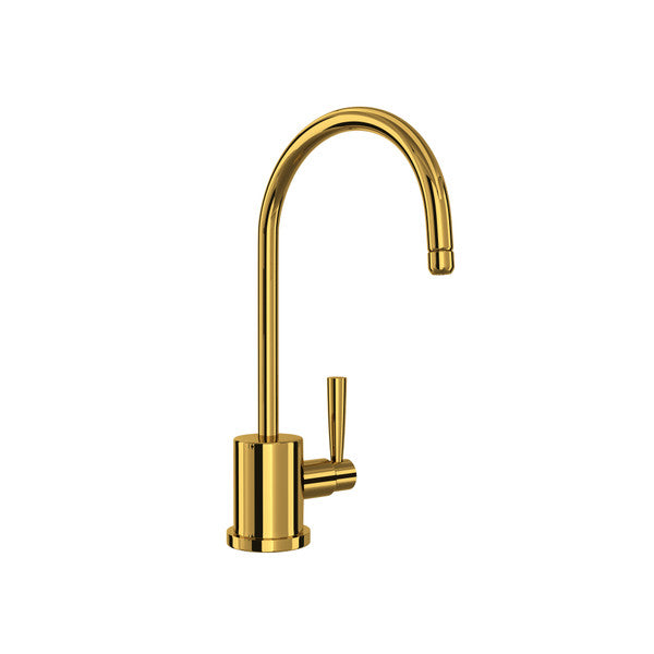 Perrin & Rowe Holborn C-Spout Filter Faucet - Unlacquered Brass With Metal Lever Handle  U.1601L-ULB-2 Perrin & Rowe